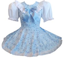 Susan Custom Fit Blue Flowers Adult Little Girl Sissy Dress by Leanne's