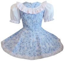 Susan Custom Fit Blue Flowers Adult Little Girl Sissy Dress by Leanne's