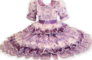 Shandie Custom Fit Lavender Flowers Satin Ruffles Midi Dress Adult Sissy Dress by Leanne's