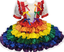 Tameka Custom Fit Pride Satin Rainbow Ruffles Bows Adult Sissy Dress by Leanne's