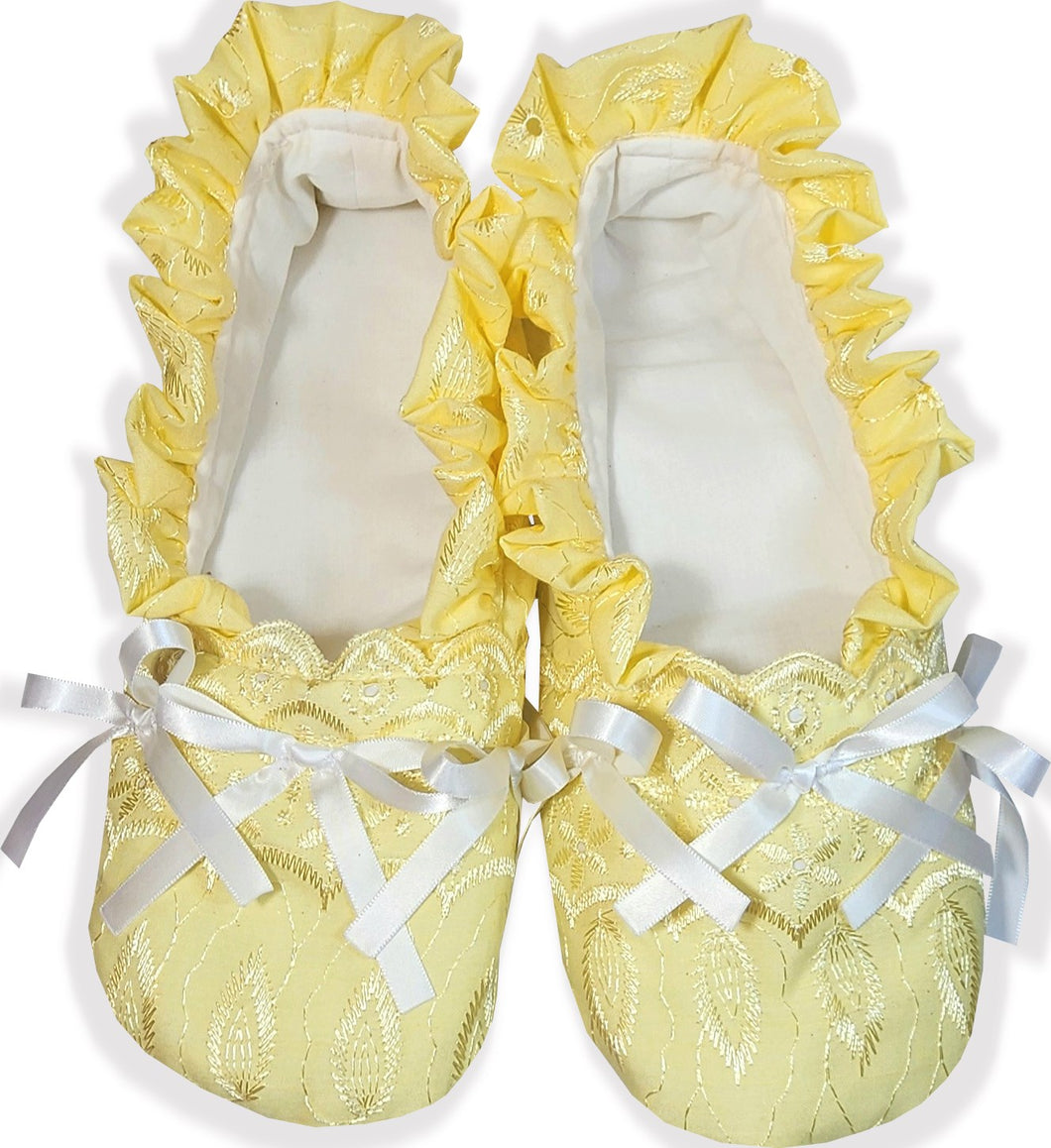 Made to Fit You Yellow Eyelet Adult Baby Sissy Booties Slippers by Leanne's