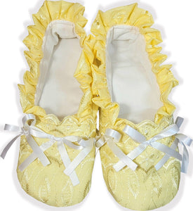 Handmade Yellow Eyelet Adult Baby Sissy Booties Slippers by Leanne's