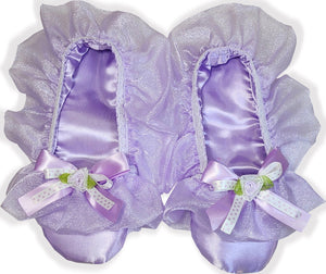 Made to Fit You Lavender Satin Sparkle Organza Adult Baby Sissy Booties Slippers by Leanne's