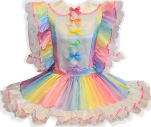 Bertha Custom Fit Rainbow Satin Ribbon Bows Adult Little Girl Sissy Dress by Leanne's