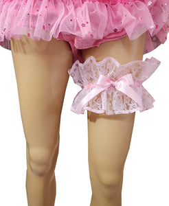 Pink Lace Garter Bows Adult Sissy by Leanne's