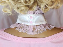 White Satin Pink Lace Diva Embroidered Adult Baby Girl Sissy Collar by Leanne's