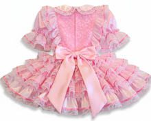 Krysta Custom Fit Pink Satin Ribbon Ruffles Adult Little Girl Sissy Dress by Leanne's
