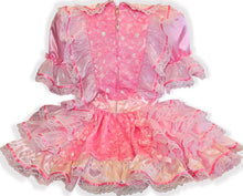 Krysta Custom Fit Pink Satin Ruffles Locking Adult Little Girl Sissy Dress by Leanne's