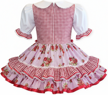 Ralene Custom Fit Red White Roses Stripes Gingham Adult Sissy Dress by Leanne's