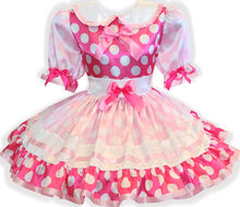 Marsha Custom Fit Pink Satin Polka Dots Adult Little Girl Sissy Dress by Leanne's