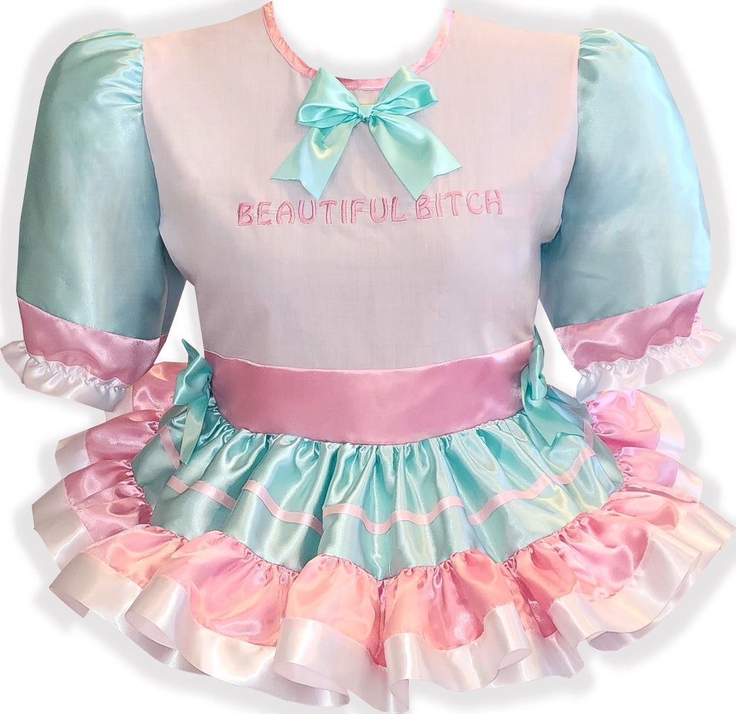 45.5" Ready to Wear Pink Mint Green Satin Adult Sissy Dress by Leanne' Leanne's Pretty Dresses 45.5" Ready to Wear Pink Mint Green Satin Adult Sissy Dress by Leanne' Leanne's Pretty Dresses
