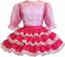 Amira Custom Fit Pink Satin Fuchsia Flowers Adult Sissy Dress by Leanne's
