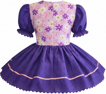 Kelsie Custom Fit Purple Eyelet Flowers Adult Sissy Dress by Leanne's