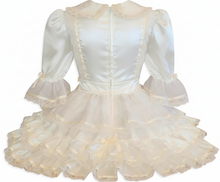 Emily Custom Fit Ivory Satin Lace Organza Bows Adult Sissy Dress by Leanne's