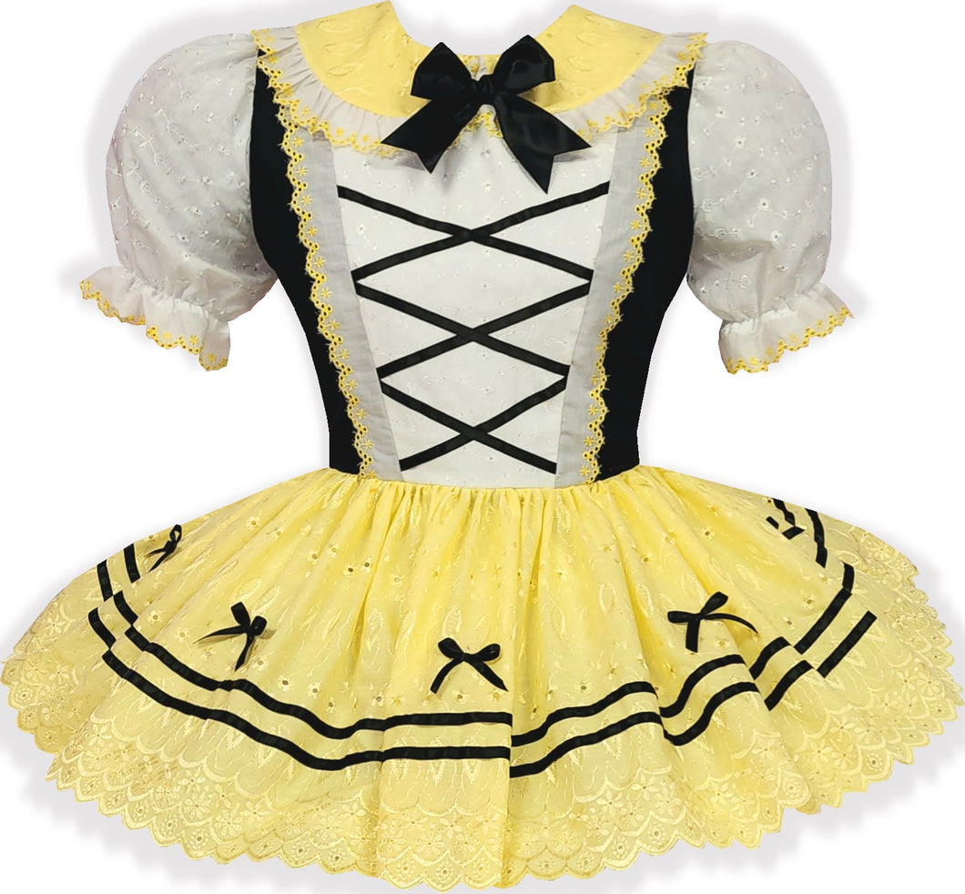 Ready to Wear Yellow Eyelet Broderie Anglaise Adult Sissy Dress by Leanne's