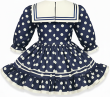 Allie Custom Fit Navy White Polka Dots Adult Sissy Dress by Leanne's