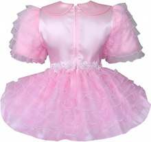 Annagail Custom Fit Pink Satin Lots of Ruffles Adult Sissy Dress by Leanne's