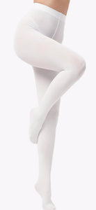 Women's 80 Denier Soft White Opaque Tights for Adult Little Girl Sissy Dress-up