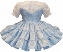 Kendal Custom Fit Blue White Brocade Adult Sissy Dress by Leanne's