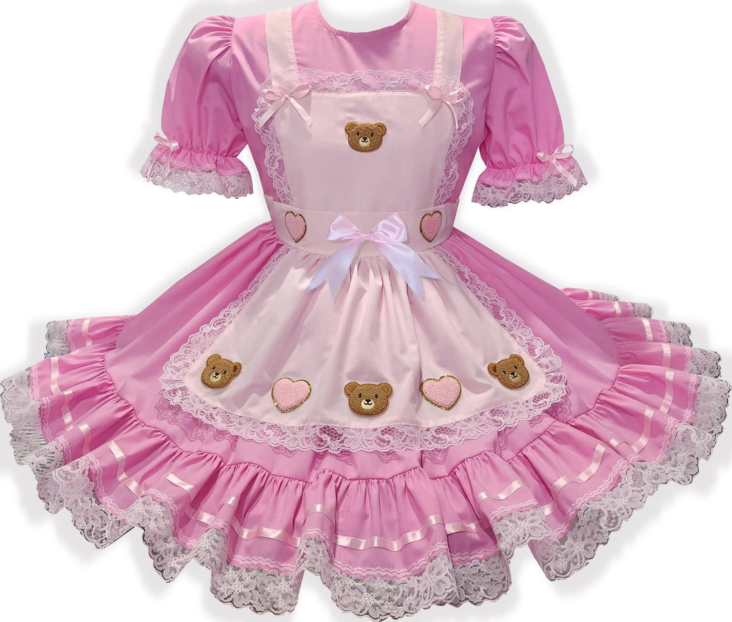 Hannah Custom Fit Pink Teddy Bears Hearts Adult Sissy LG Dress by Leanne's