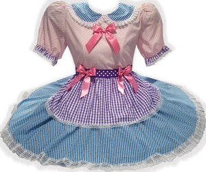 Ready-to-Wear Pink Lavender Blue Gingham Bows Adult Sissy Dress by Leanne's