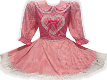 Ready-to-Wear Pink Gingham Heart Silver Lace Adult Sissy Dress by Leanne's