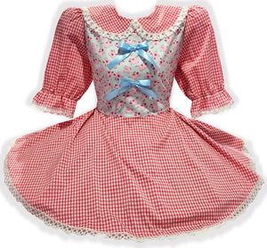 Ready-to-Wear Pink Gingham Pigs Bows Adult Sissy LG Dress by Leanne's