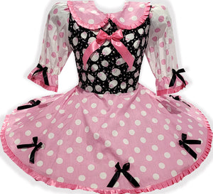 Ready-to-Wear Pink Polka Dots Lambs Bows Adult Sissy Dress by Leanne's