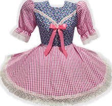 Ready-to-Wear Blue Floral Pink Gingham Adult Sissy Dress by Leanne's