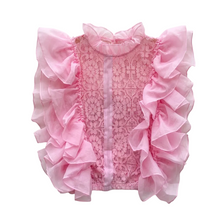 Romantic Sleeveless Lolita Lace Top with Sheer Ruffles - 9 Colors