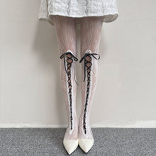 Sweet Lolita Ribbon Lace up Bows Lacy Pantyhose - 13 Colors