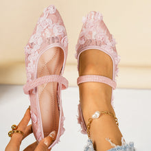 Lolita Lace-mesh Floral Mary Janes Flats with Elastic Strap - 3 Colors