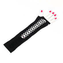 Black Gothic Fingerless Lace up Gloves