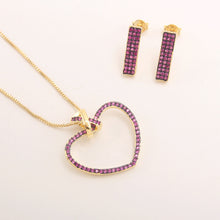 Heart-shaped Sissy Princess Zircon Necklace & Earrings Set - 3 Styles