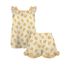 ABDL Gold Fish Crackers 2pc Adult Ruffle Pajamas Set