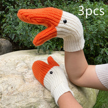 Swan Full Finger Gloves Knitted Wool Mittens