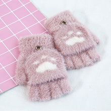 Paw Print Half-Finger Knitted Winter Kawaii Gloves - 5 Colors