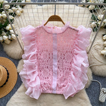 Romantic Sleeveless Lolita Lace Top with Sheer Ruffles - 9 Colors