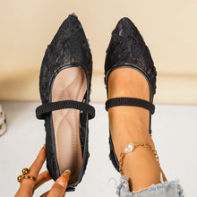 Lolita Lace-mesh Floral Mary Janes Flats with Elastic Strap - 3 Colors