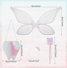 4 Piece Tooth Fairy Wings Wand Purse Crown Costume Kit Halloween for Sissy Lolita Dress up