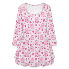 Pink Strawberry Cows Ruffled Mini Sissy Dress