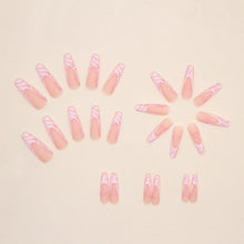 Pink Sissy Heart Stripe Press on Nails