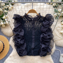 Romantic Sleeveless Lolita Lace Top with Sheer Ruffles - 9 Colors