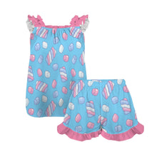 2pc Candy Marshmallow Ruffle Pajama Set