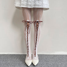 Sweet Lolita Ribbon Lace up Bows Lacy Pantyhose - 13 Colors