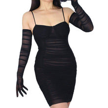 Transparent Mesh Extra Long Black Gothic Gloves