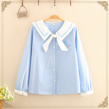 Vintage Sissy Sailor Shirt Button Front Blouse with Bow Tie - 2 Colors
