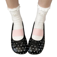 Soft Sole Slip-on Ballet Flats French Polka Dot Bow
