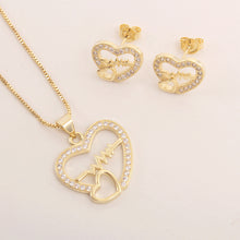 Heart-shaped Sissy Princess Zircon Necklace & Earrings Set - 3 Styles