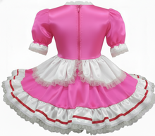 Isla Custom Fit Pink White Satin Adult Sissy Dress Leanne